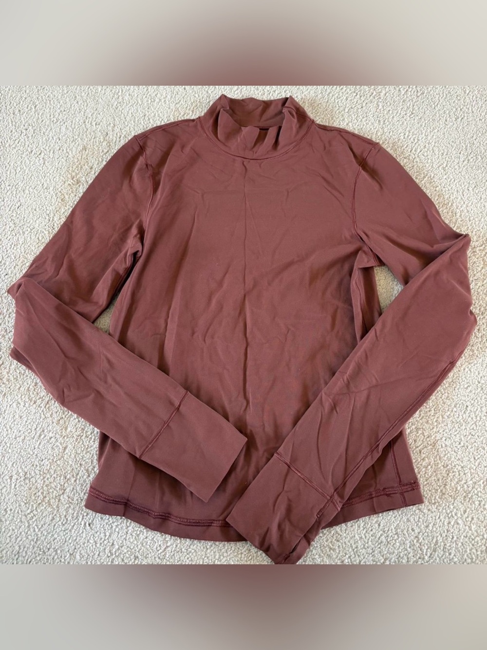 aerie Offline Long Sleeve Mock Neck Top in brown shade Woman’s Small